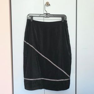 DKNY Black Contemporary Stripe Midi Skirt